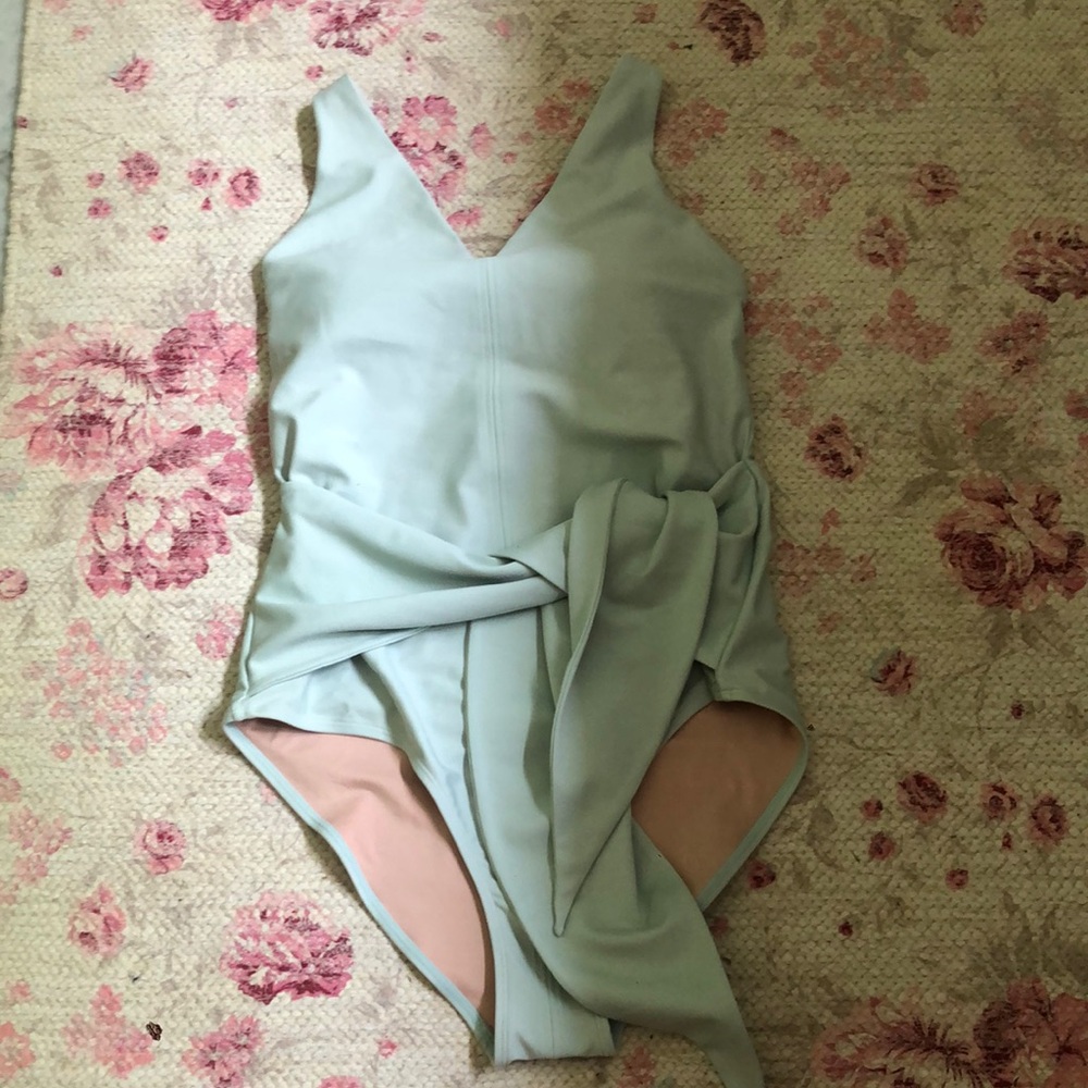 Coolibar Misty aqua Wrap Swimsuit